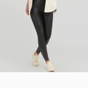 SPANX Faxu Leather Black High-Waisted Leggings
